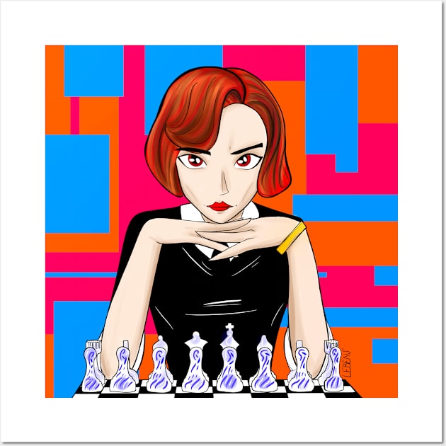 Beth the queen’s gambit in chessmaster Champion arts Wall Art by jorge_lebeau